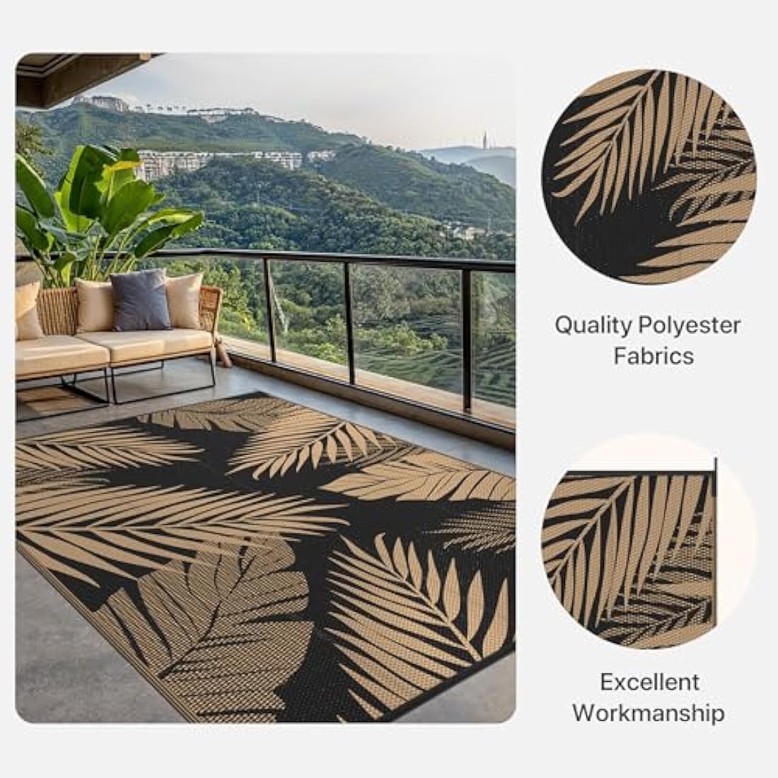 Genimo Outdoor Rug – 275x365cm Reversible Waterproof Plastic Patio Mat
