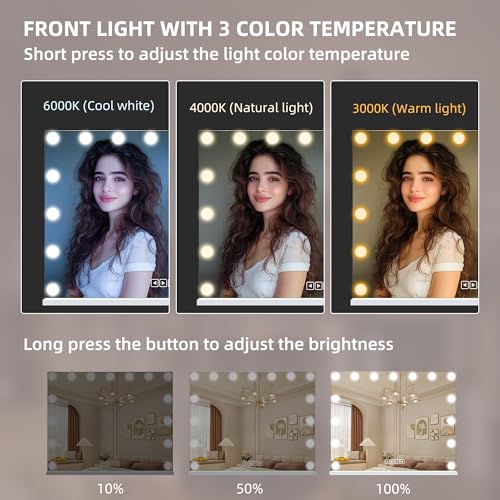 Hansong Bluetooth Hollywood Vanity Mirror | 15 Dimmable LED Bulbs