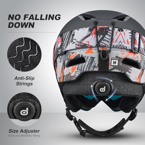 Odoland Ski Helmet and Goggles Set | Anti-Fog Snow Gear for Adults