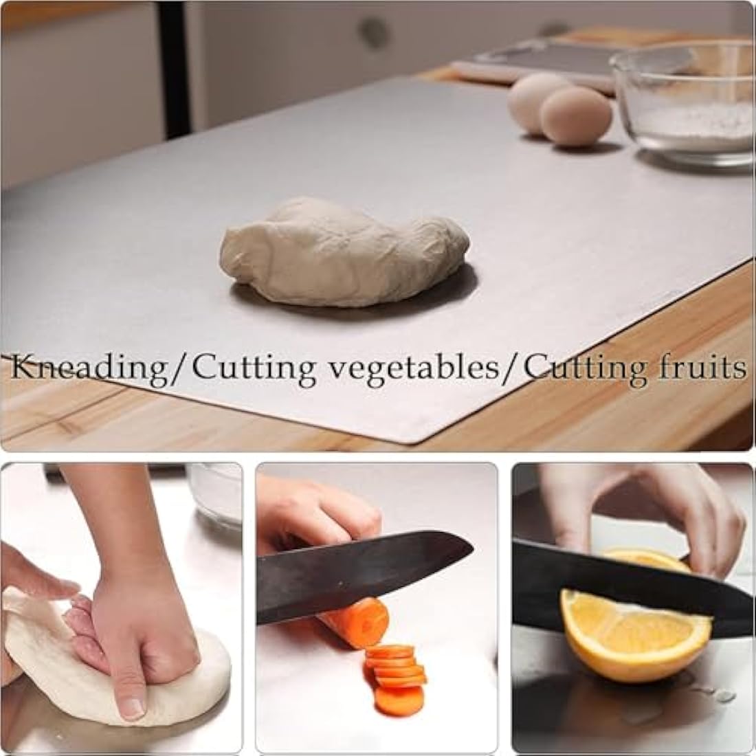 uyoyous Large Stainless Steel Cutting Board | 80x50cm Pastry Board