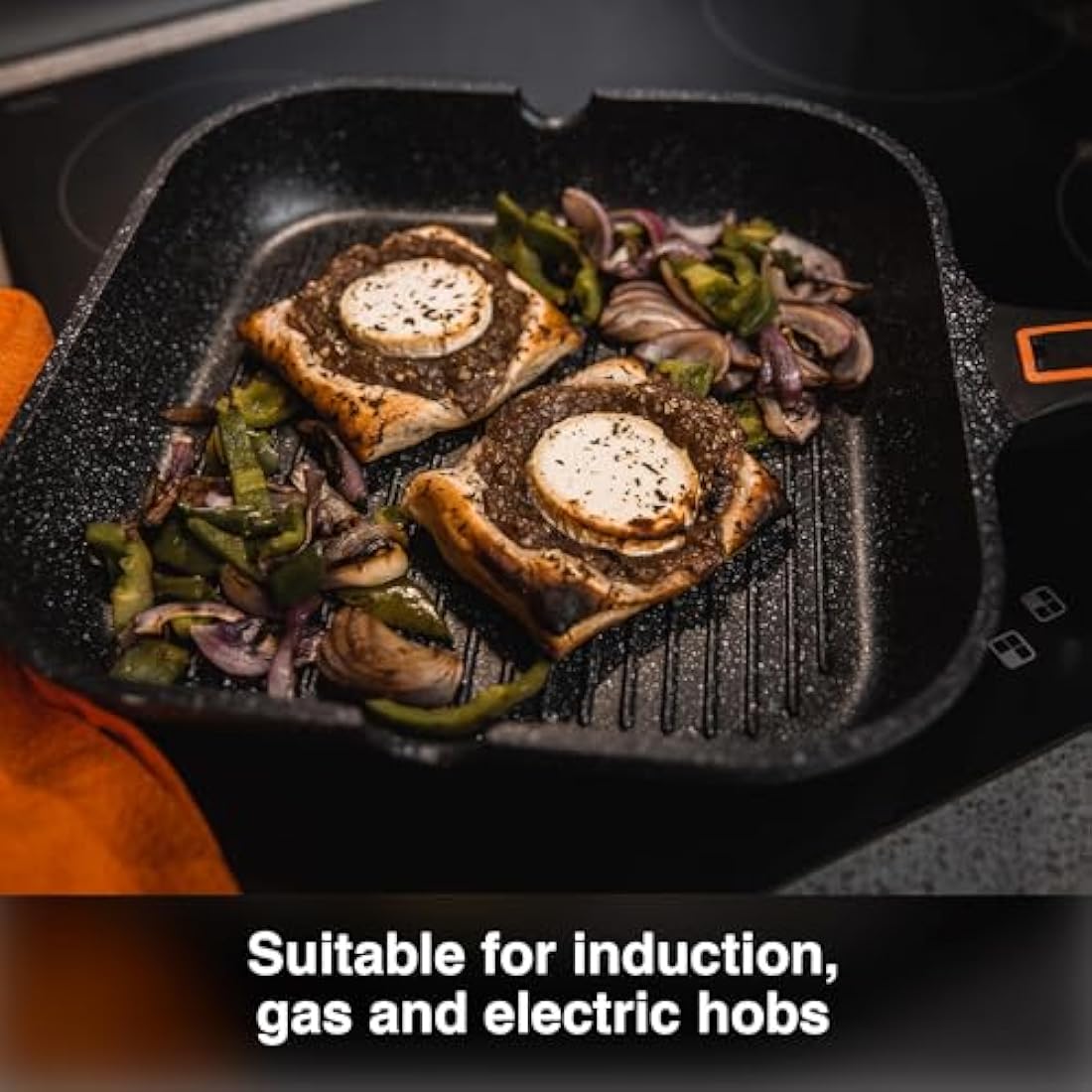 Pep Non-Stick Griddle Pan 29cm | Induction Grill with Removable Handle