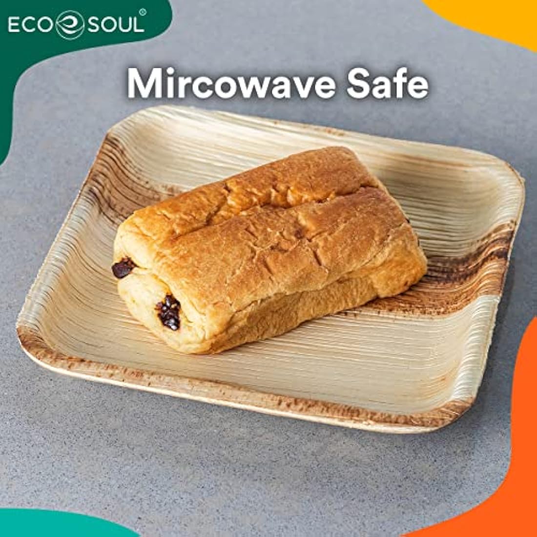 Jolof Store 100ct Palm Leaf Plates – 6 Inch Square Compostable Tableware