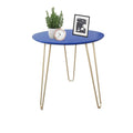 IFJA Round Side Table – Blue Wooden Coffee Table with Metal Legs