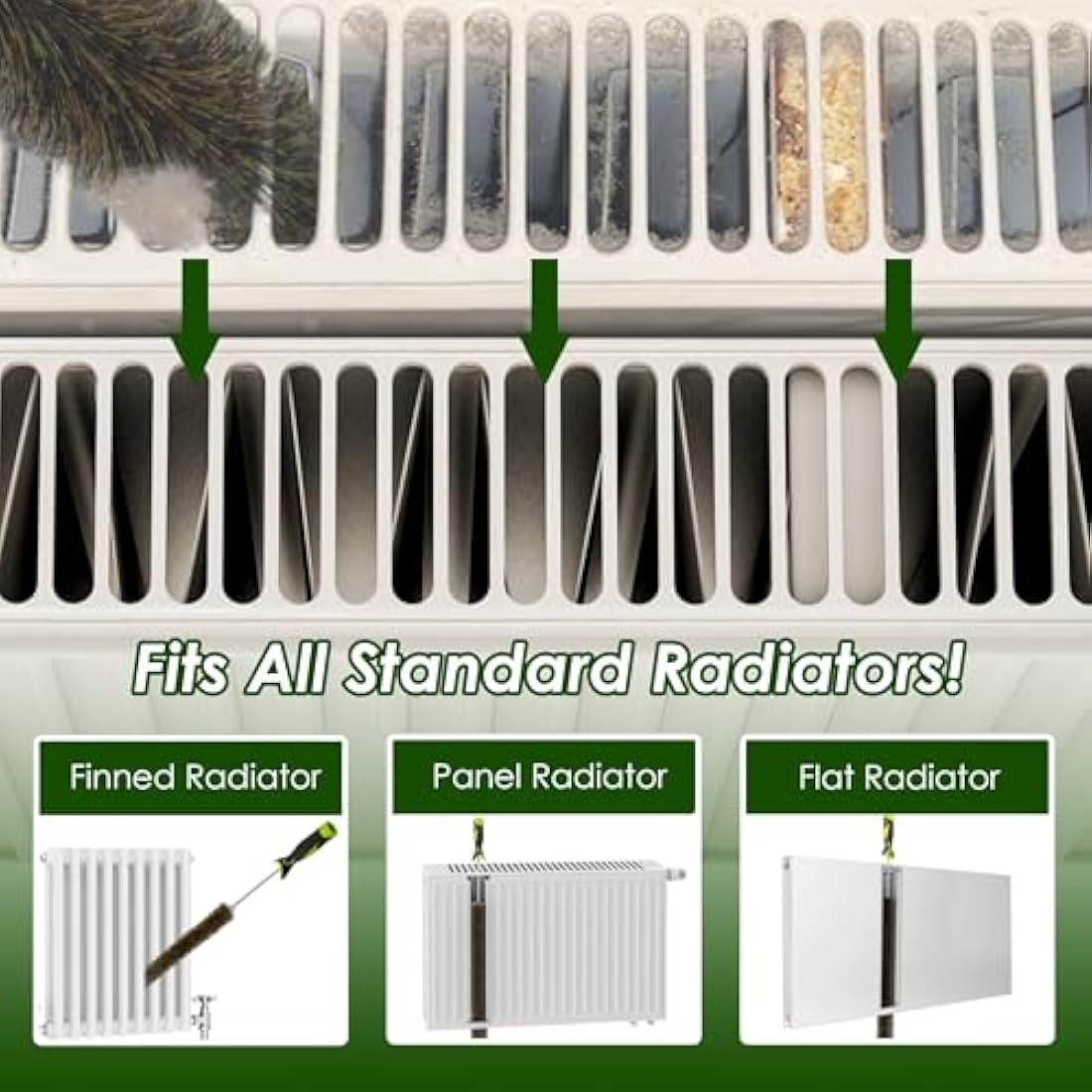 81cm Radiator Cleaner Brush | Flexible Natural Boar Bristles