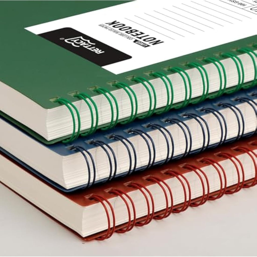 RETTACY A5 Spiral Notebook | 300 Pages College Ruled Journal - Dark Green