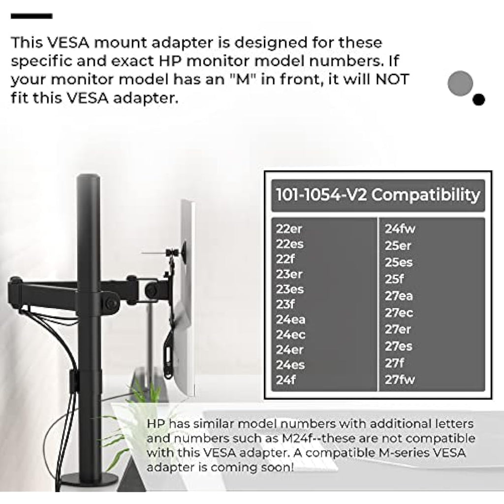 HumanCentric VESA Mount Adapter for HP 22-27er/es/f Monitors | White