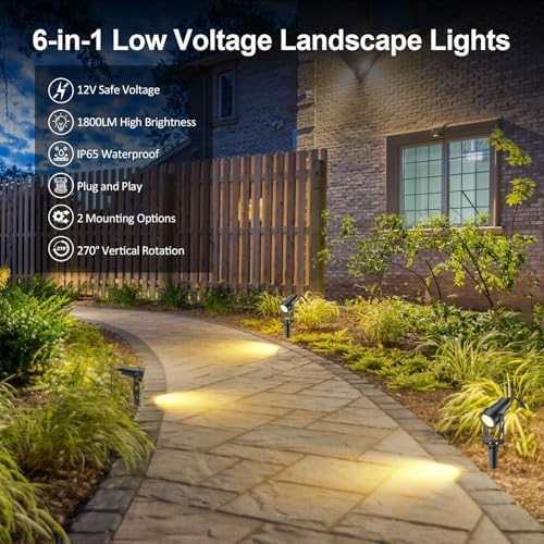 IRISECO 6-in-1 Garden Spotlights | 12V Low Voltage LED Landscape Lighting