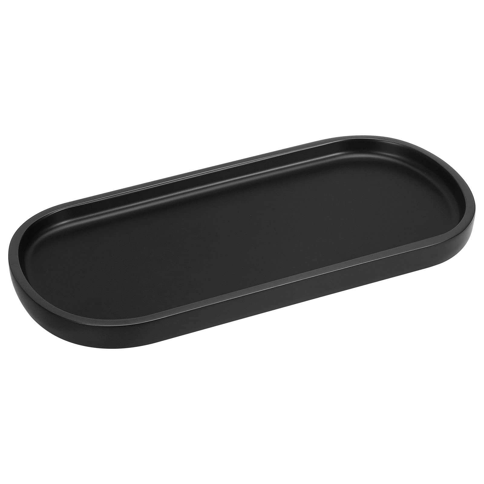 Luxspire Resin Vanity Tray | Oval Bathroom Countertop Organizer – Matte Black