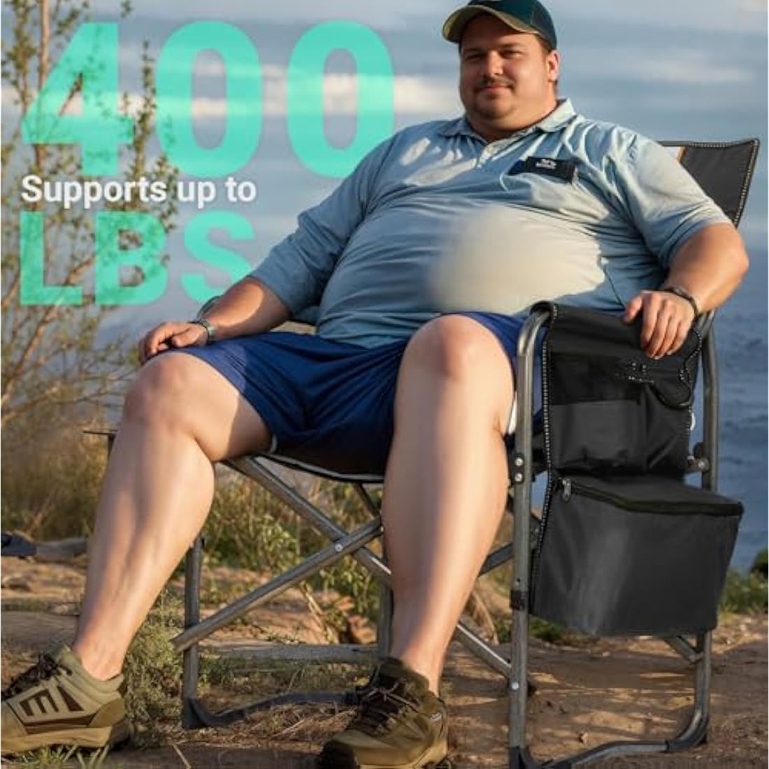 Overmont Heavy-Duty Folding Directors Camping Chair with Side Table