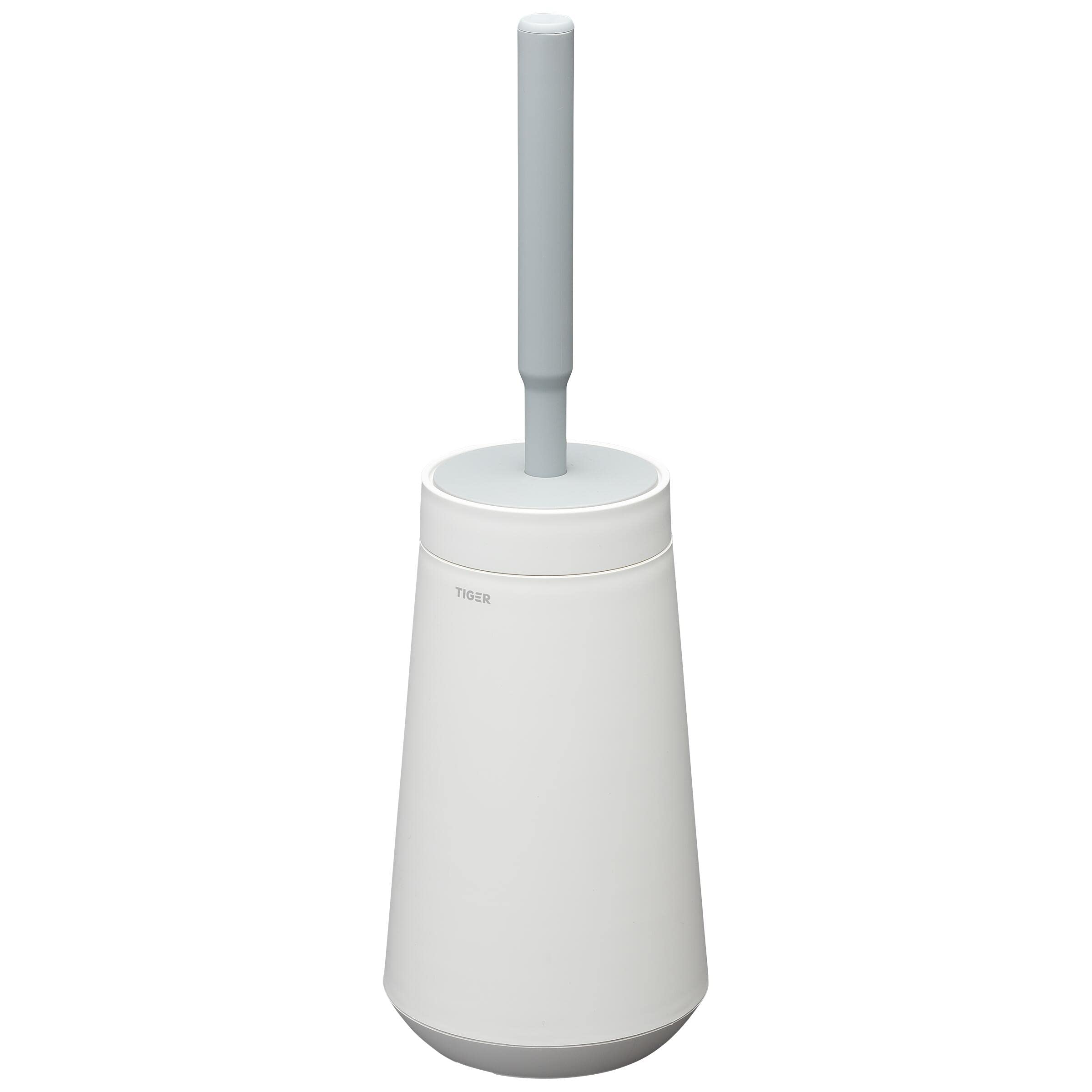 Tiger Tess Toilet Brush Holder with Flexible Swoop Brush - White/Grey