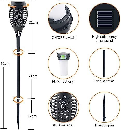 Solar Flame Lights – 12 Pack Waterproof Outdoor Garden Torches