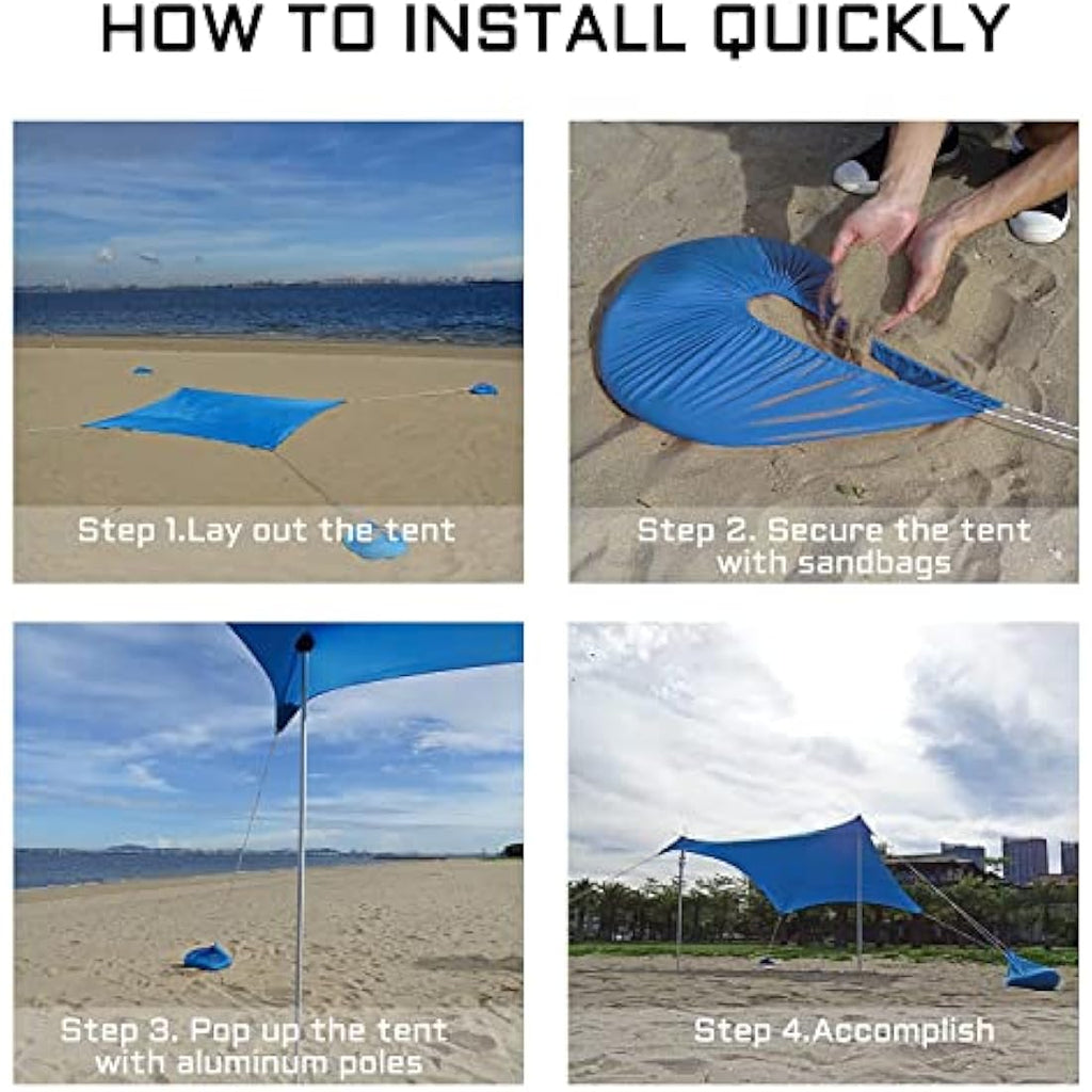 Jolof Store Lycra Beach Tent – Large UV Sunshade Canopy with Aluminum Poles
