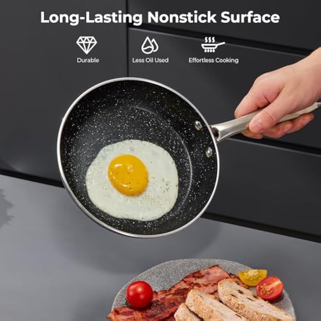 10-Piece Granite Nonstick Pots and Pans Set | Induction Cookware