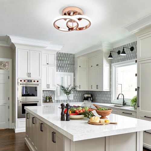 EIDISUNY Modern LED Ceiling Light – 22W Cool White Flush Mount Gold