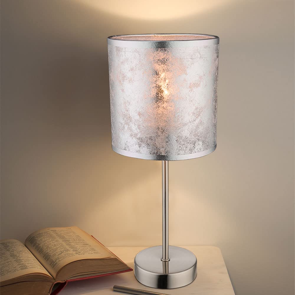 Amy I Table Lamp – Nickel Matt with Silver Textile Shade