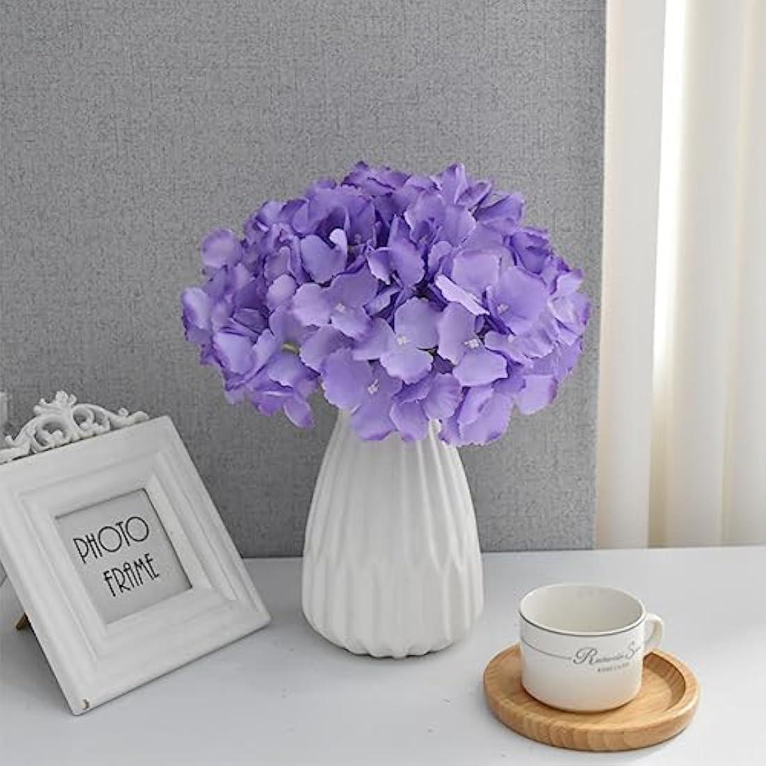 FagusHome 30 Pcs Silk Hydrangea Heads with Stems for Wedding Decor