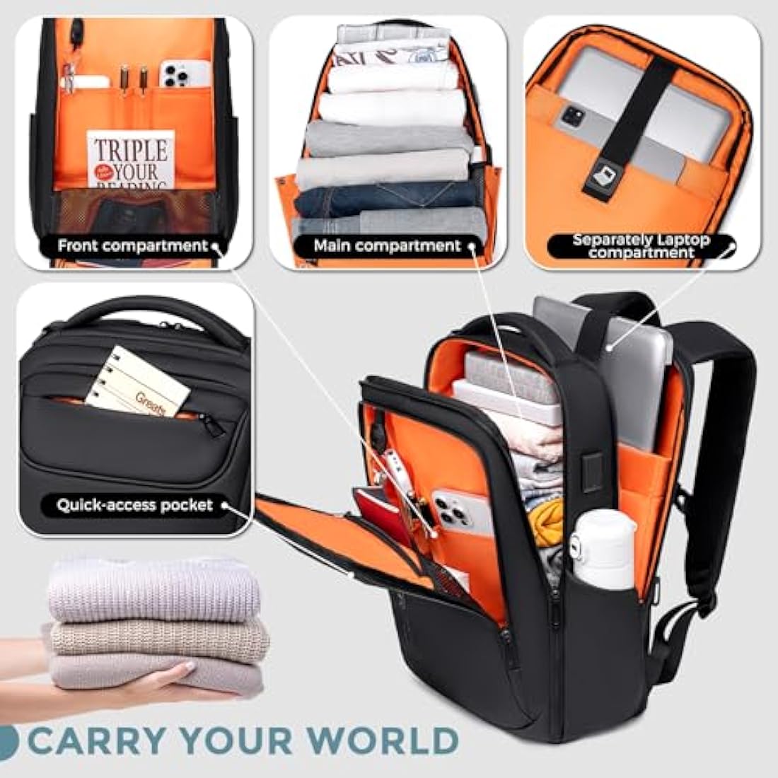 FENRUIEN 15.6" Business Laptop Backpack | 1800D Water-Resistant USB Bag