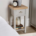 Jolof Store Avon Bedside Table – 1 Drawer Oak Effect Grey Nightstand