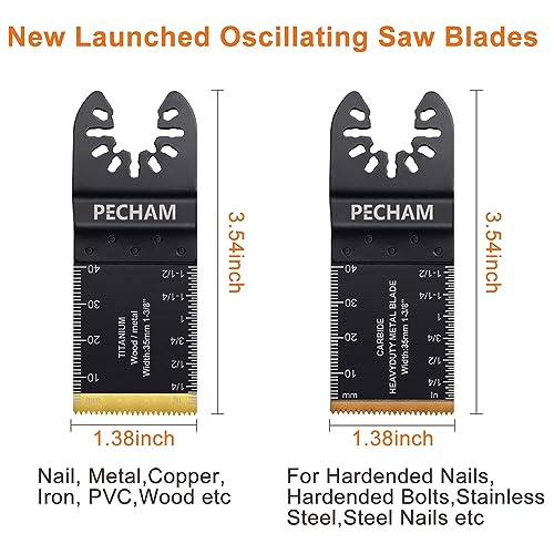 PECHAM 23PCS Titanium & Carbide Oscillating Multitool Blades for Metal