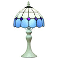 Bieye Mediterranean Tiffany Style Stained Glass Table Lamp - 8" Blue Shade