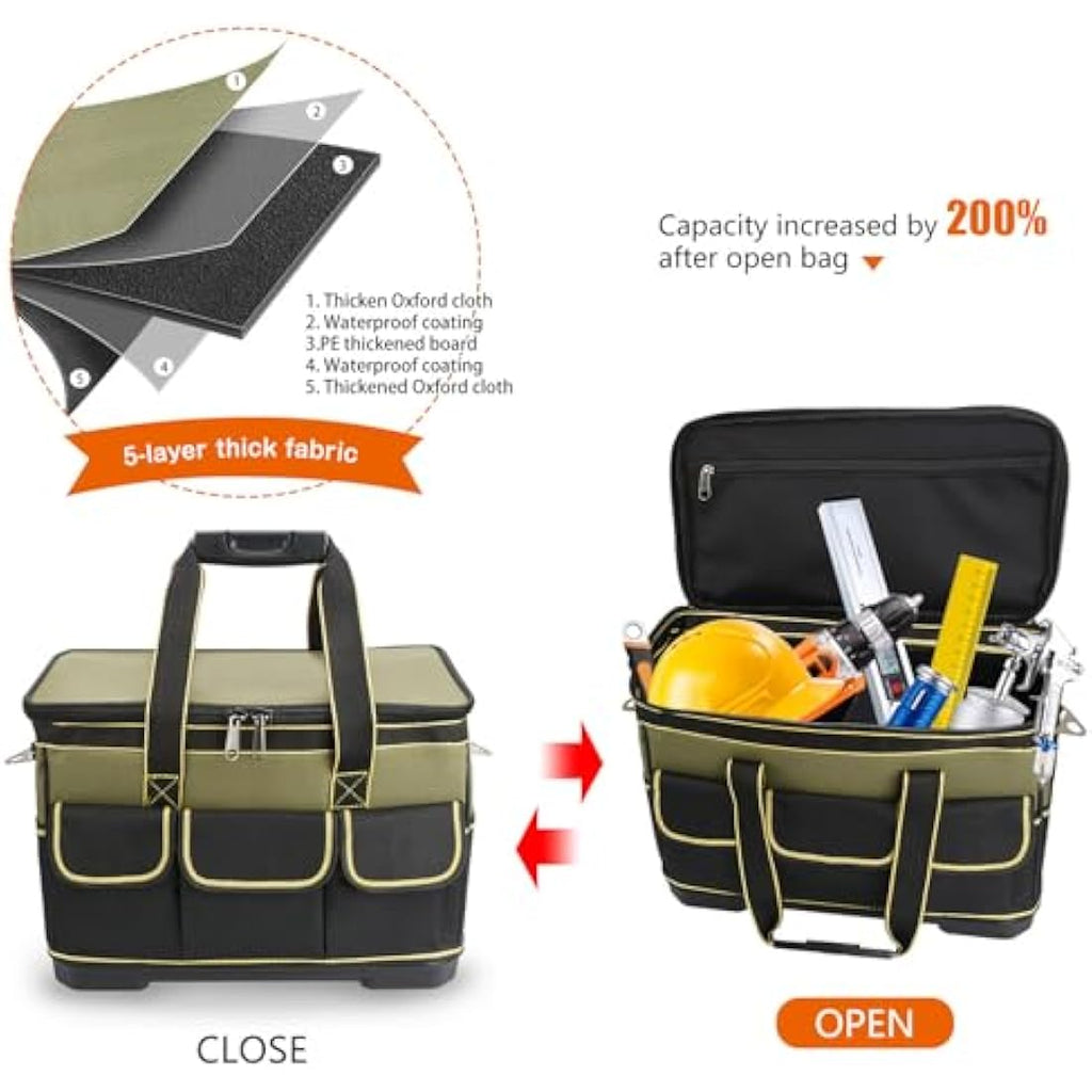 Noosverl Heavy Duty Tool Bag | Waterproof Oxford Storage Tote with Strap