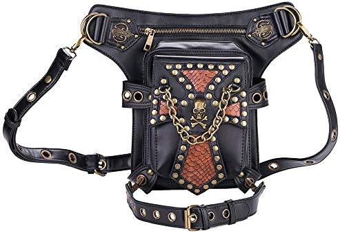 FiveloveTwo Steampunk PU Leather Tactical Drop Leg Bag & Waist Pack