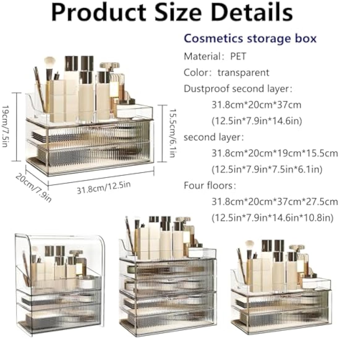 DASITON Clear Makeup Organizer | 2-Layer Dustproof Cosmetic Storage Box