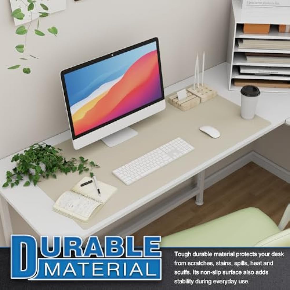 Jolof Store Leather Desk Mat | Large Office Mouse Pad - Ivory Cream