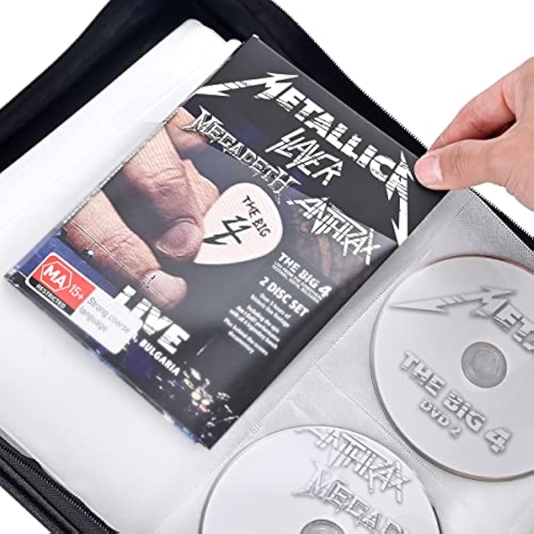 LIOVODE DVD Case | 200 CD Storage Wallet with 100 Booklet Slots – Black