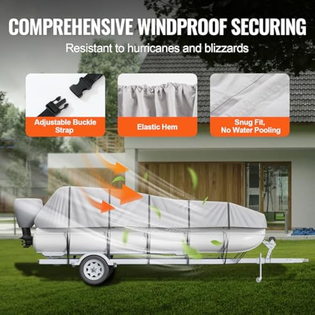 VEVOR Pontoon Boat Cover | 19'-20' Waterproof 800D Marine Grade Oxford