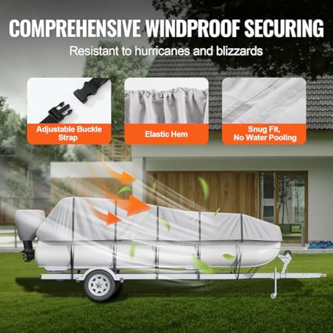 VEVOR Pontoon Boat Cover | 19'-20' Waterproof 800D Marine Grade Oxford