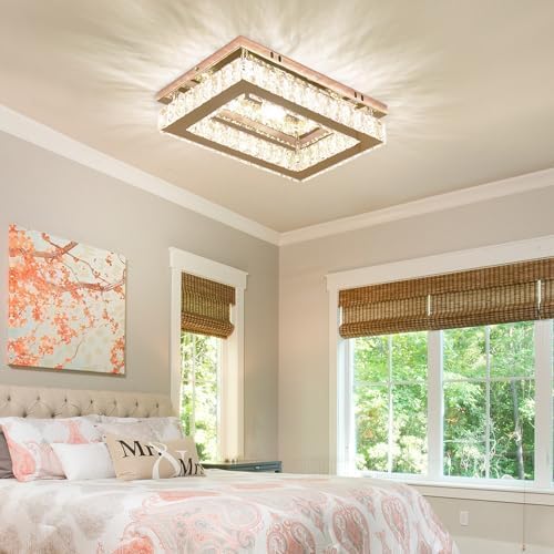Jolof Store Modern K9 Crystal LED Ceiling Light – Dimmable Flush Mount