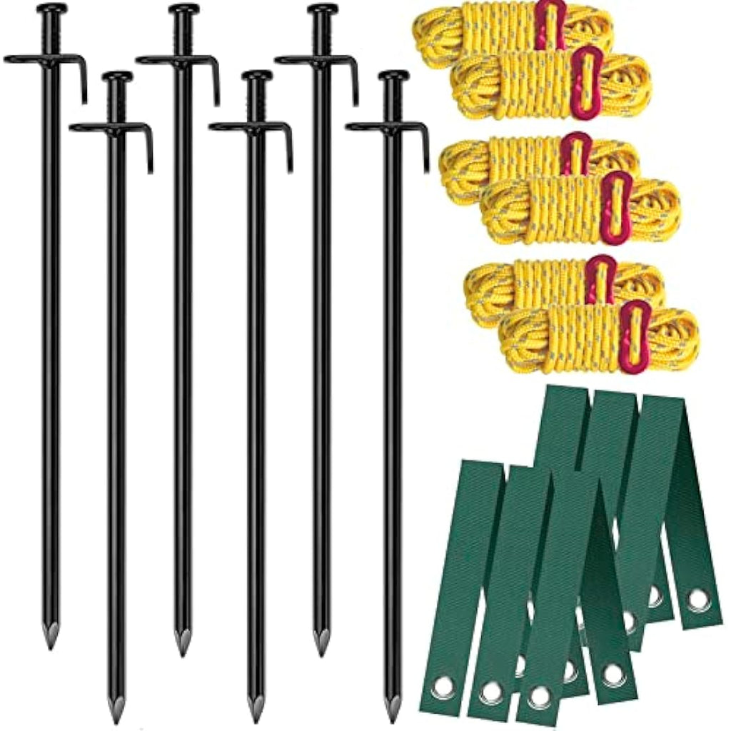 Aoipend Heavy Duty Tree Stakes Kit | 6 Metal Stakes & Reflective Straps