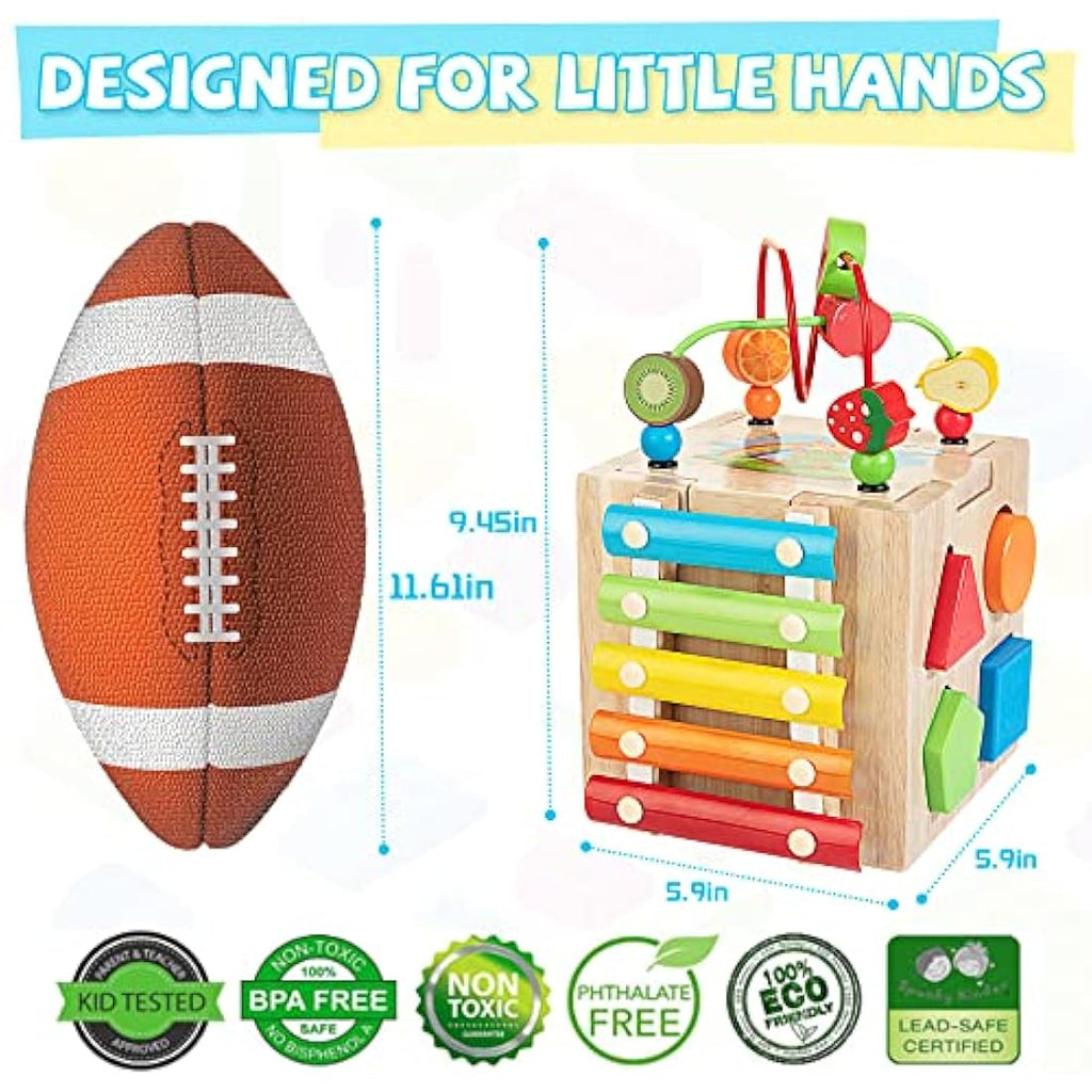 Jolof Store 8-in-1 Wooden Activity Cube | Montessori Toddler Toy (Pink)