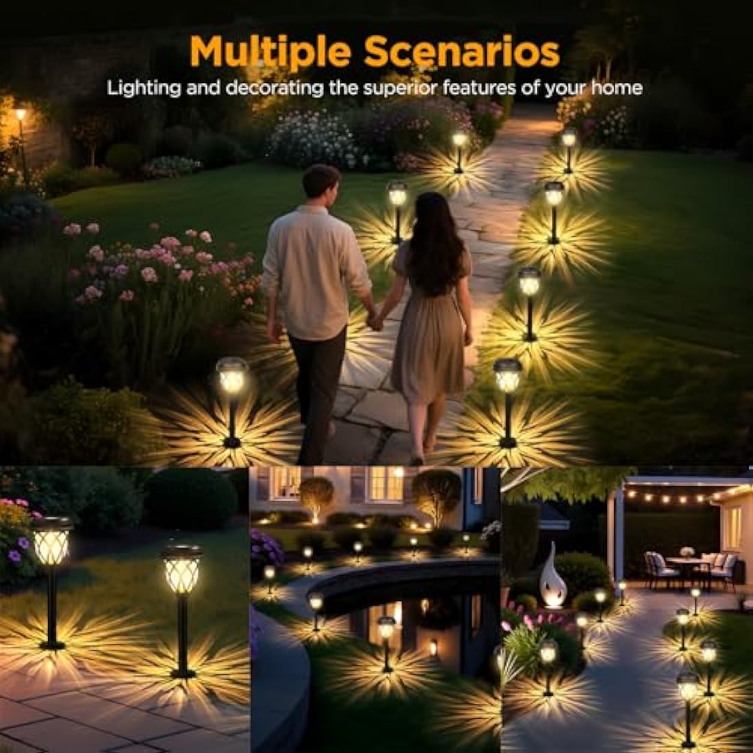 HELESIN Solar Garden Lights – 10 Pack Waterproof LED Pathway Lighting