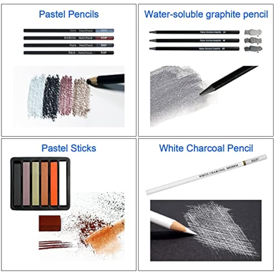 H & B 70-Piece Professional Sketching Pencil Set with Sketchbook & Case