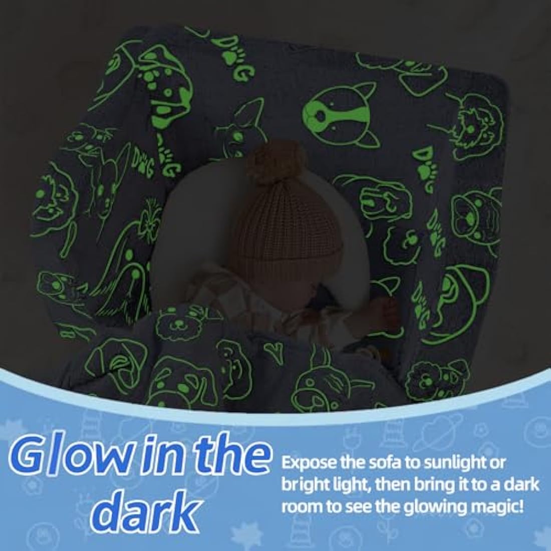 MeMoreCool Kids Glow in The Dark Sofa – Plush Foldable Toddler Lounger