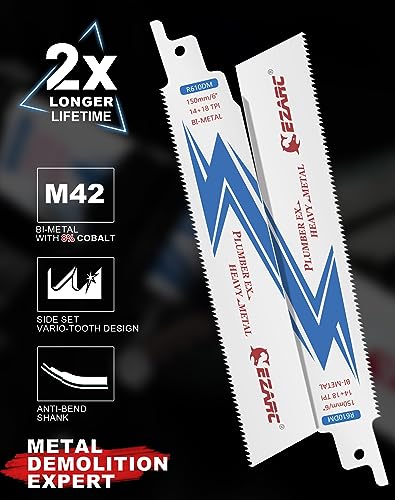 EZARC Bi-Metal Reciprocating Saw Blades | 14+18TPI Steel Demolition 25-Pack