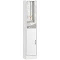 Kleankin Tall Mirrored Bathroom Cabinet | Slim Floor Storage Unit, White