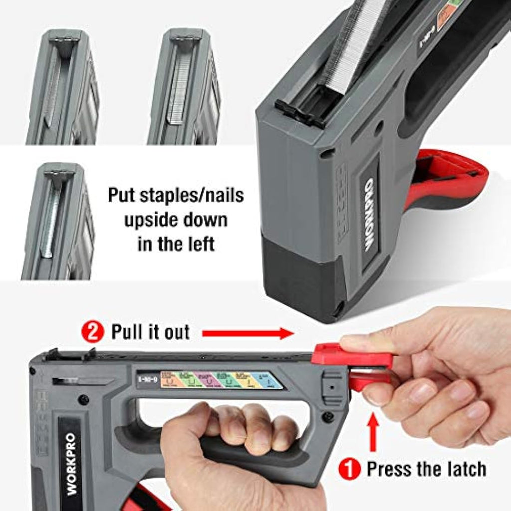 WORKPRO 6-in-1 Manual Wall Stapler with 4000 Staples for Upholstery