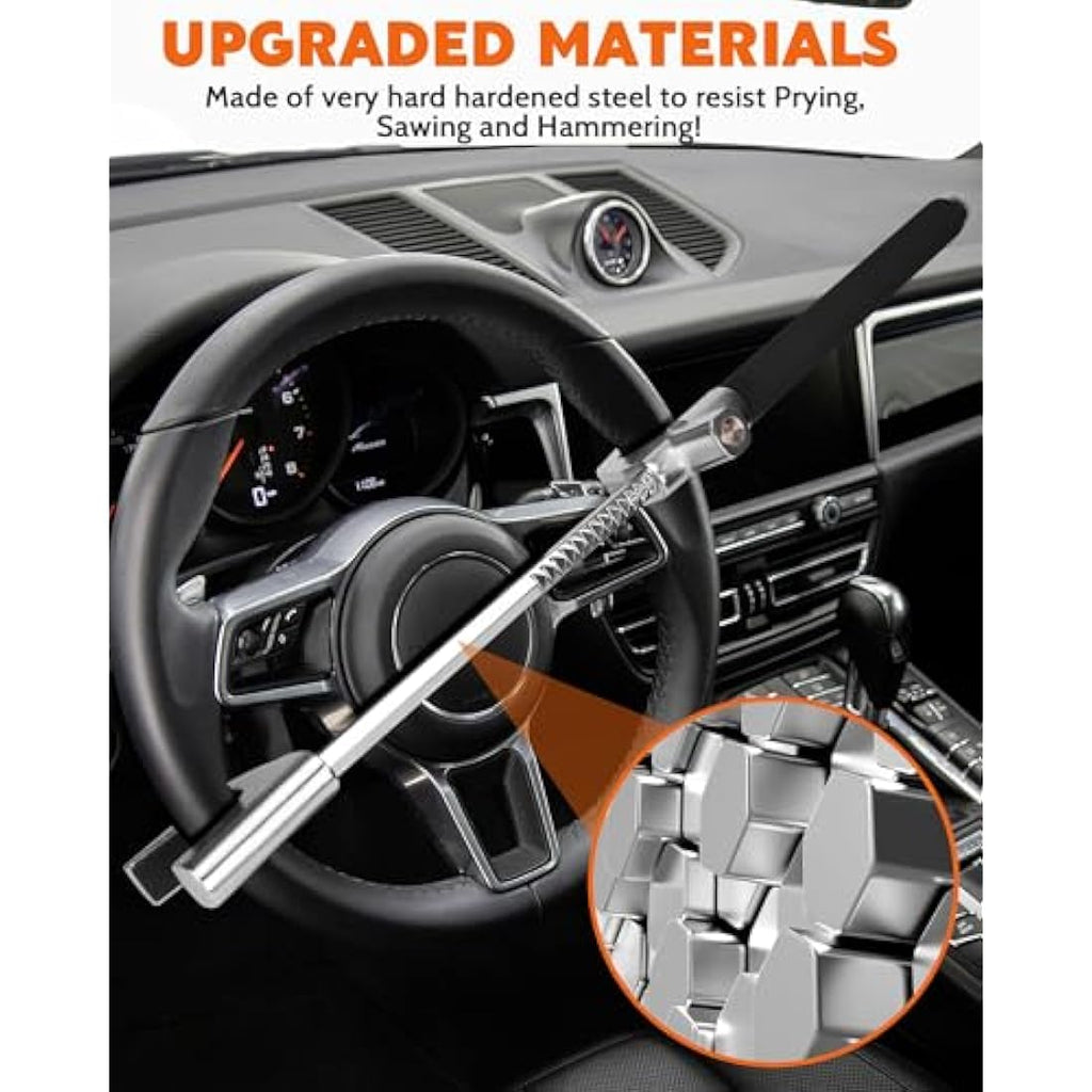 Tevlaphee Steering Wheel Lock – Universal Anti-Theft Device with Car Hammer