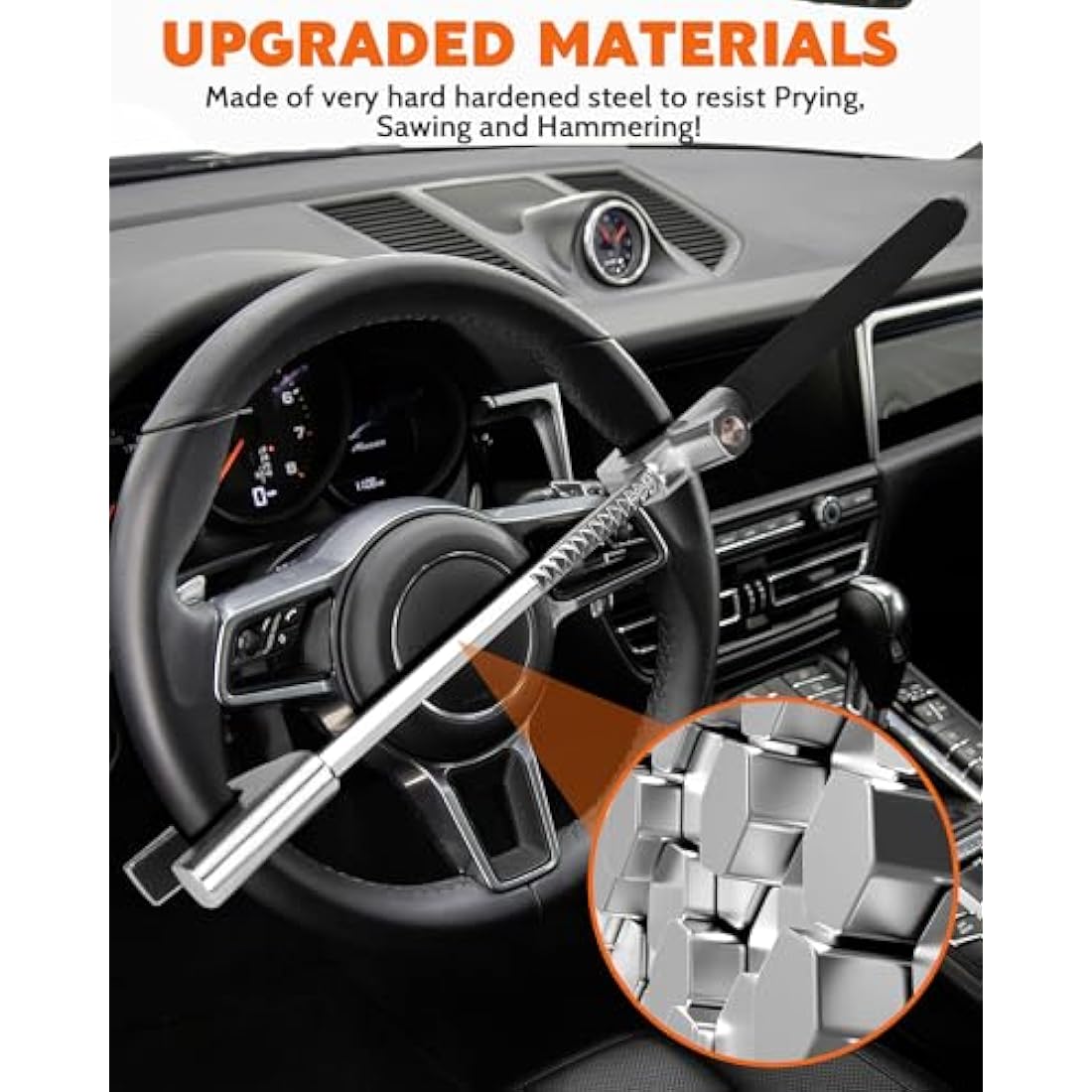 Tevlaphee Steering Wheel Lock – Universal Anti-Theft Device with Car Hammer