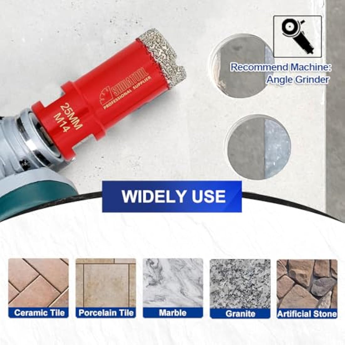 SHDIATOOL Vacuum Brazed Diamond Core Drill Bit Set | M14 for Tile & Stone