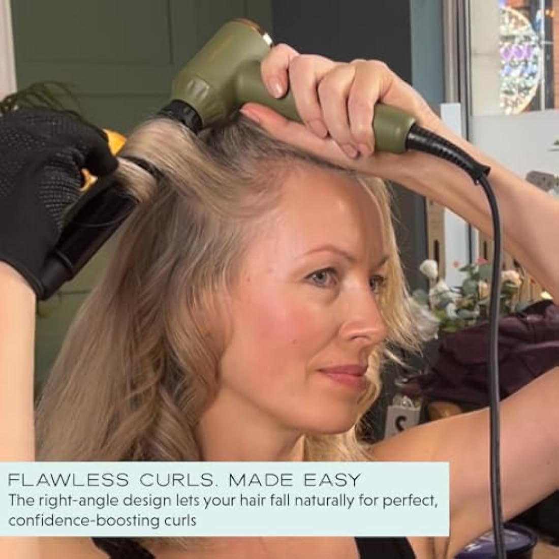 mdlondon CURL 4-in-1 Hair Curling Wand – Ceramic Multi-Styler, Olive