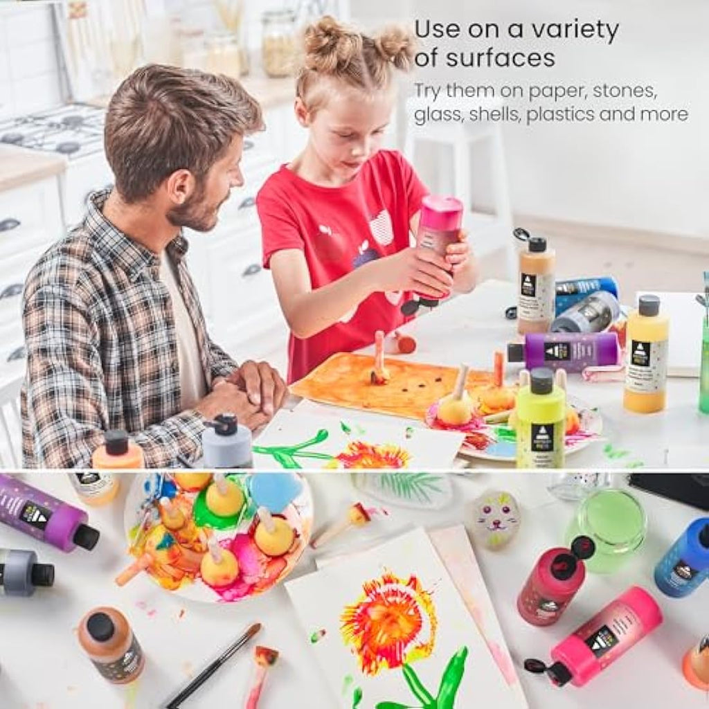 Arteza Kids Washable Tempera Paint Set – 16 Non-Toxic Colors, 400ml