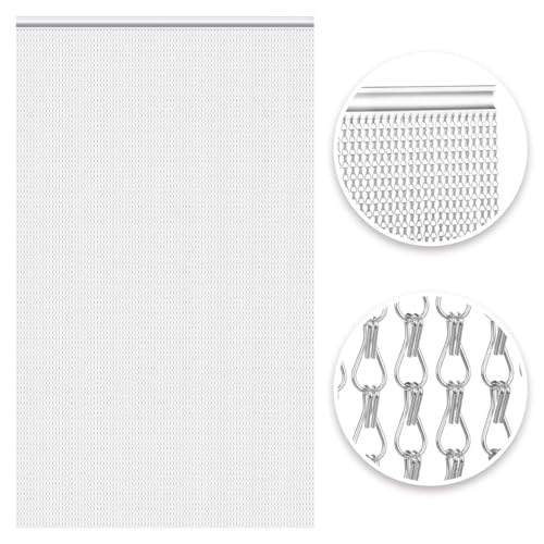 VerRich Aluminium Chain Door Fly Screen | 70x200cm Silver Insect Curtain
