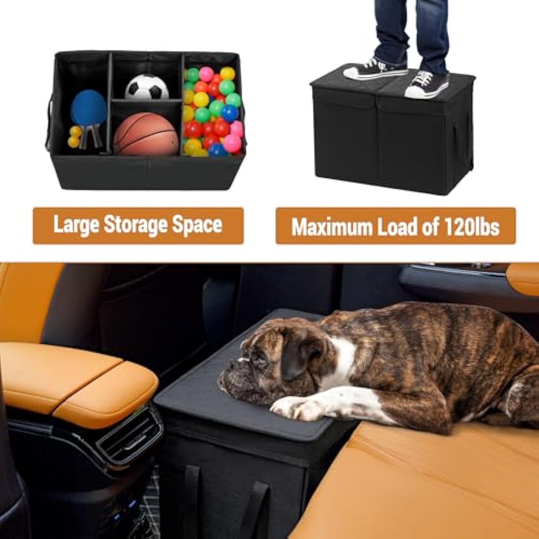 UNICITII Dog Car Seat Extender – Large Pet Gap Filler with Storage