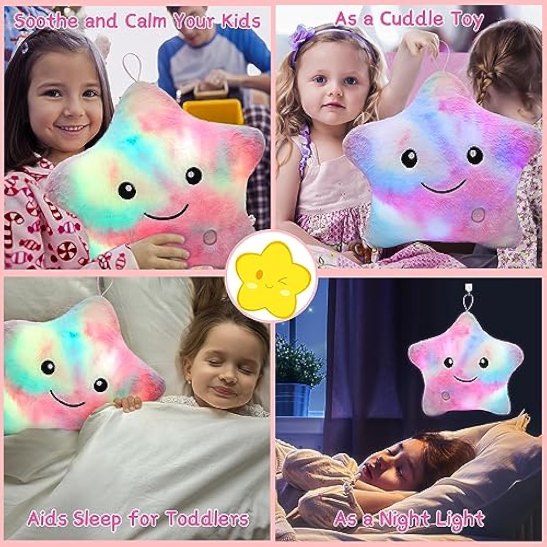 Jolof Store Light Up Star Sensory Toy | Autism Sleep Aid Plush Pillow