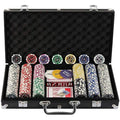 Display4top 300 Piece Texas Holdem Poker Chips Set with Aluminum Case