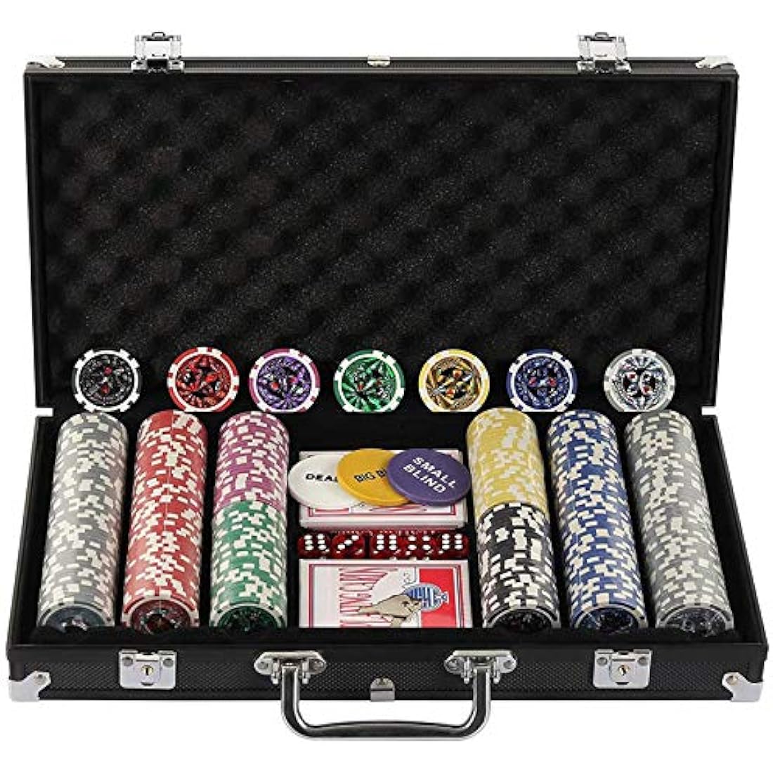 Display4top 300 Piece Texas Holdem Poker Chips Set with Aluminum Case